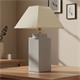 Lámpara de Mesa ALBA Cerámica Gris Pantalla Beige