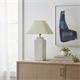 Lámpara de Mesa ALBA Cerámica Gris Pantalla Beige