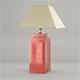 Lámpara de Mesa ALBA Cerámica Roja Pantalla Beige