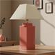 Lámpara de Mesa ALBA Cerámica Roja Pantalla Beige