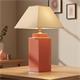 Lámpara de Mesa ALBA Cerámica Roja Pantalla Beige
