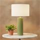 Lámpara de Mesa TRIANA Cerámica Verde Pantalla Blanca
