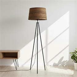 LAMPARA PIE SALON AITANA NEGRO E27 C/P MAD/OSCURA XTRELAMP