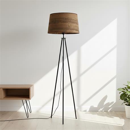 LAMPARA PIE SALON AITANA NEGRO E27 C/P MAD/OSCURA XTRELAMP