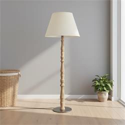 LAMPARA PIE SALON ADELA MADERA E27 C/PANTALLA BEIG XTRELAMP