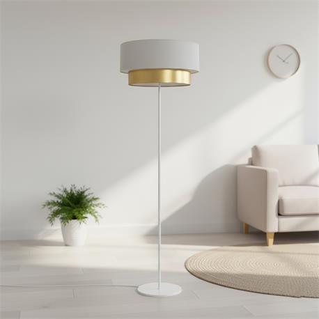 LAMPARA DE PIE YASMINA ORO/BLANCO E27