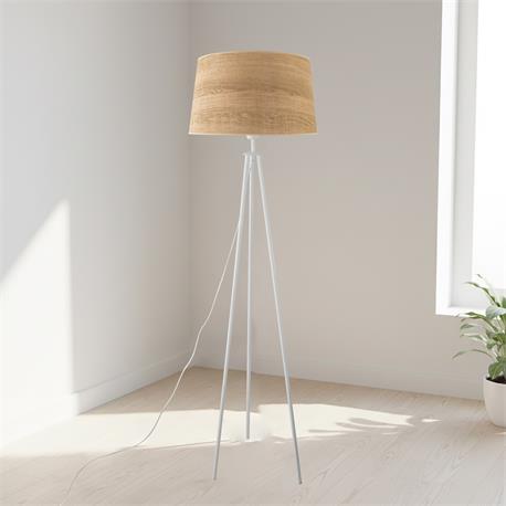 LAMPARA PIE SALON AITANA BLANCO E27 C/P MAD/CLARA XTRELAMP