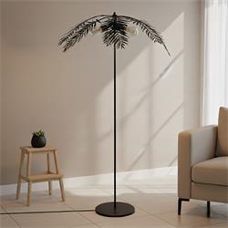 Pie de Salón XANA Hojas Metal Negra 3 Luc