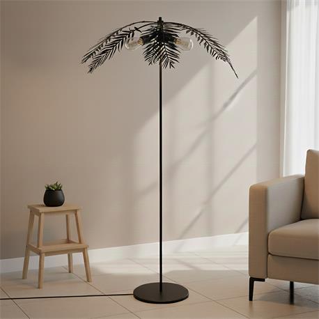 Pie de Salón XANA Hojas Metal Negra 3 Luc