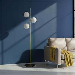 LAMPARA PIE SALON XTRELAMP MOD.ANABEL 3 LUCES ORO C/T OPAL B