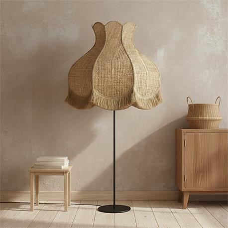 Lámpara Pie de Salón TOLOSA Rafia Natural Flecos Yute