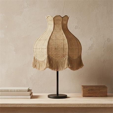 Lámpara de Mesa Alta TOLOSA Rafia Natural Flecos Yute