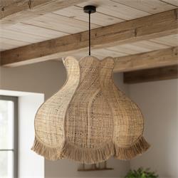 Lámpara de techo TOLOSA Rafia Natural Flecos Yute 70 Cm