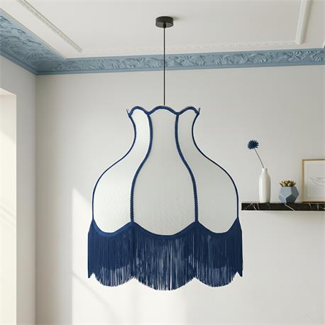 Lámpara de Techo SANCHICA Pantalla Blanca Flecos Azules