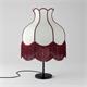 Lámpara de Mesa SANCHICA Pantalla Blanca Flecos Burdeos