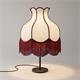 Lámpara de Mesa SANCHICA Pantalla Blanca Flecos Burdeos