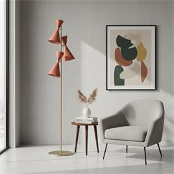 Lámpara de Pie XENA Metal Terracota Oro 3 Luces G9