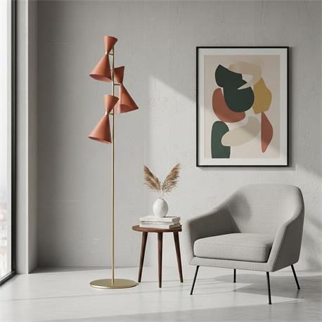 Lámpara de Pie XENA Metal Terracota Oro 3 Luces G9