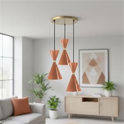 Lámpara de Techo Plafón XENA Metal Terracota Oro 3 Luces G9