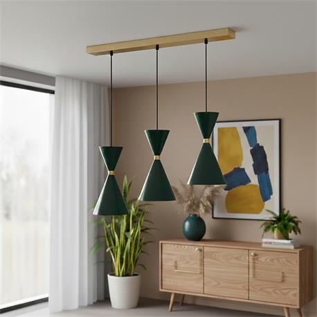 Lámpara de Techo Regleta XENA Metal Verde Oro 3 Luces G9