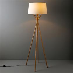Lámpara Pie de Salón DIANE Metal Oro Pantalla Blanca
