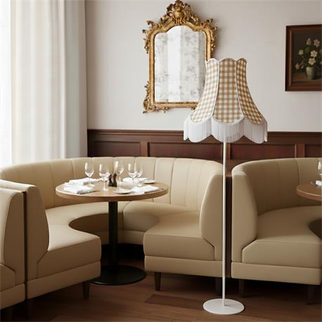 Lámpara Pie de Salón CATALINA Pantalla Cuadros Marrón