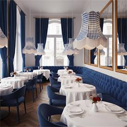 Lámpara Pie de Salón CATALINA tejido azul D70