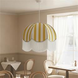 Lámpara de Techo LEOCADIA Pantalla Amarilla Fleco Blanco D50