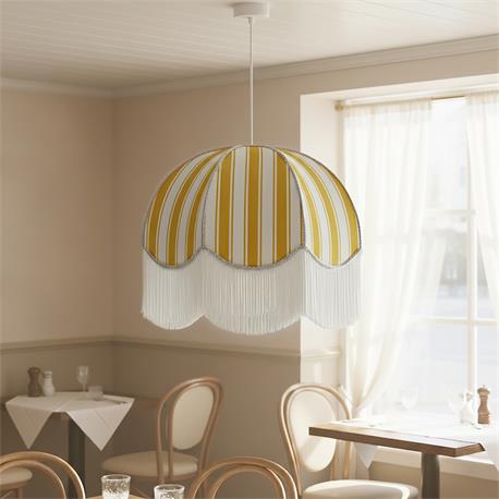 Lámpara de Techo LEOCADIA Pantalla Amarilla Fleco Blanco D50