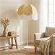 Lámpara Pie de Salón NAZARIA Pantalla Cuadros Amarillos