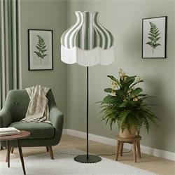 Lámpara Pie de Salón EPIFANÍA Pantalla Rayas Verdes