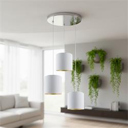 Lámpara de Techo Plafón SURREY Blanco Oro Cromo 3 Luces