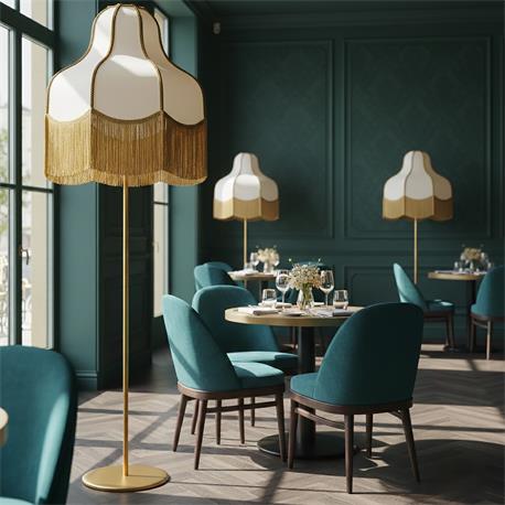 Lámpara Pie de Salón LIV Oro con Flecos Oro