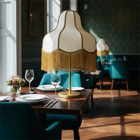 Lámpara de Mesa LIV Oro Beige con Flecos Oro