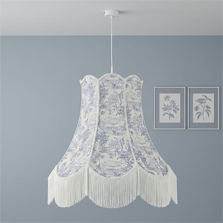 Lámpara de Techo TRIFALDI Pantalla Azul Flecos Blancos D70