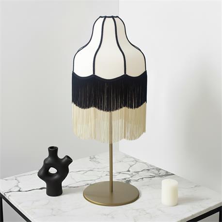 Lámpara de Mesa LIV II Tejido Beige Negro Flecos Dobles