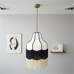 Lámpara de Techo LIV II Tejido Beige Flecos Dobles D38