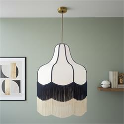 Lámpara de Techo LIV II Tejido Beige Flecos Dobles D52