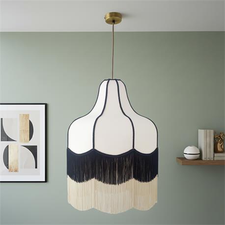 Lámpara de Techo LIV II Tejido Beige Flecos Dobles D52