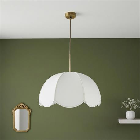 Lámpara de Techo VALENTINA Lino Blanco con Galón Blanco D40