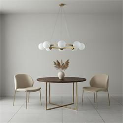 Lámpara de Techo GENOVEVA Aro Oro Cristal Blanco 8 Luces