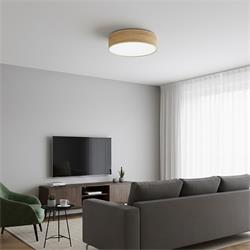 Plafón de Techo Redondo AITANA E27 Madera Clara 30 Cm 2 Luce