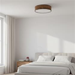 Plafón de Techo Redondo AITANA E27 Madera Oscura 40 Cm 2 Luc