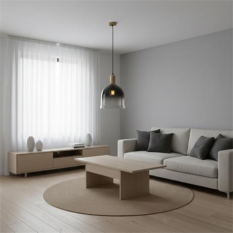 Lámpara de Techo LIVERPOOL Metal Gris Cristal Fumé Negro