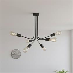 LAMPARA AGUEDA 6 LUCES NEGRA E27