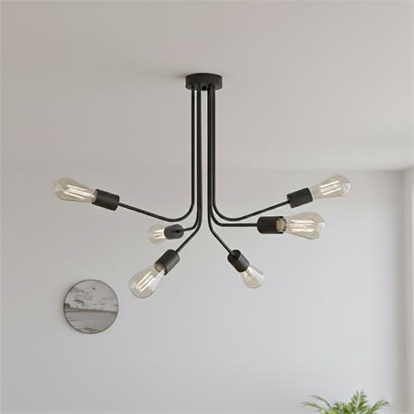 LAMPARA AGUEDA 6 LUCES NEGRA E27