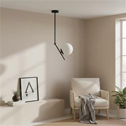 Lámpara de Techo ATLANTA Metal Negro Cristal Blanco Brillo