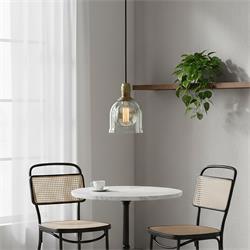 COLGANTE LIVERPOOL MEDIANO METAL/CRISTAL COLOR CUERO/TRANS