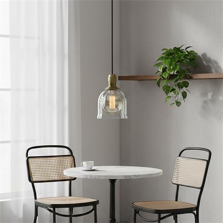 COLGANTE LIVERPOOL MEDIANO METAL/CRISTAL COLOR CUERO/TRANS