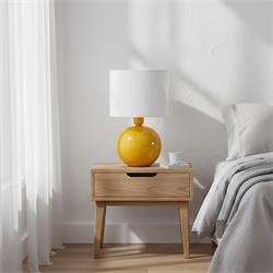 SOBREMESA METAL AMARIILO C/PANT TEXTIL BLANCA